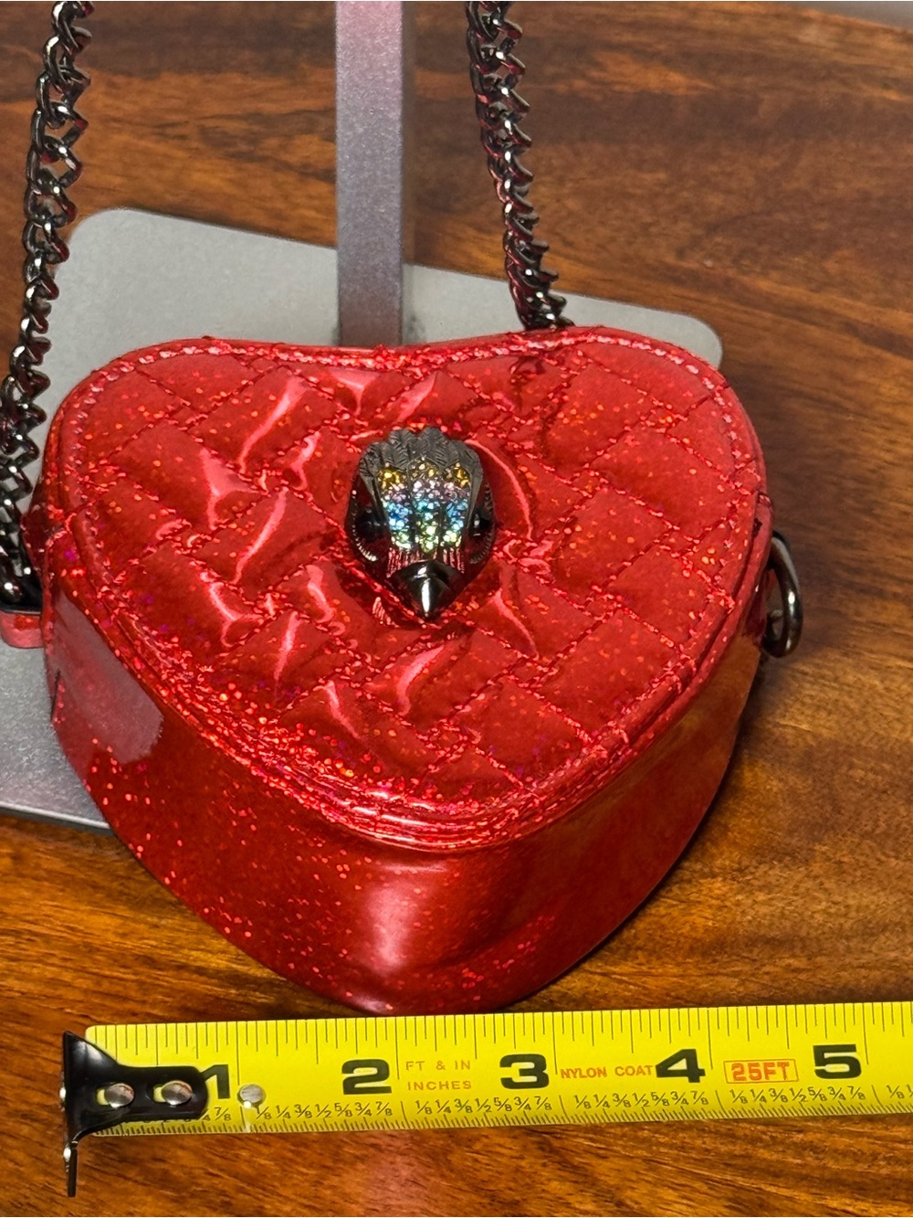 Sparkling Red Heart Mini Crossbody Bag. No Brand.